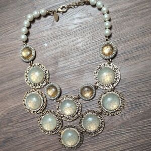 Chico's Gold and Cream Statement Necklace
